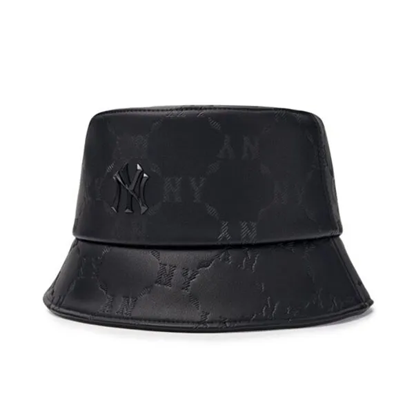 Mũ MLB Korea Diamond Monogram Leather Bucket Hat NY Black 3AHTM034N-50BKS Màu Đen