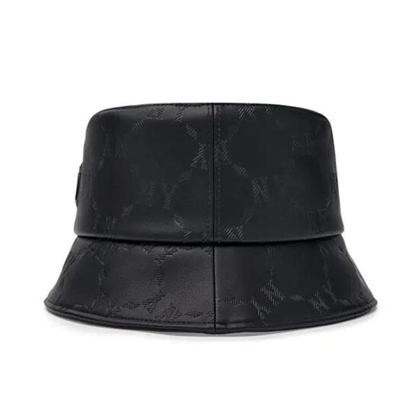 Mũ MLB Korea Diamond Monogram Leather Bucket Hat NY Black 3AHTM034N-50BKS Màu Đen