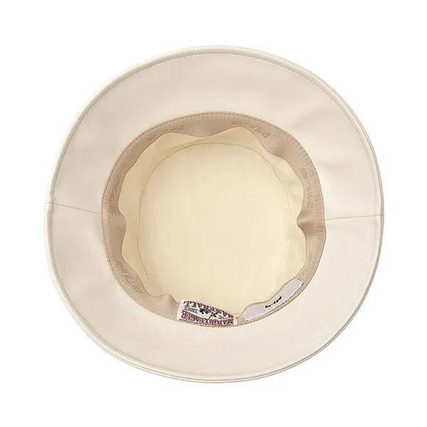 Mũ MLB Korea Diamond Monogram Leather Bucket Hat NY Cream 3AHTM034N-50CRD Màu Trắng Kem