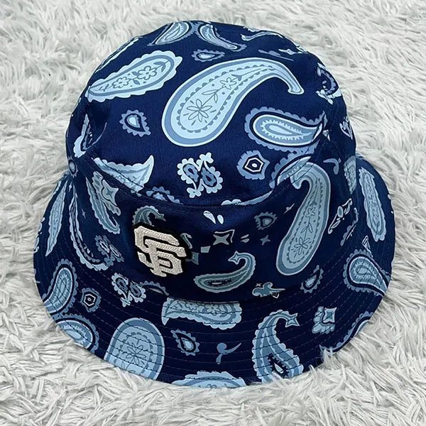 Mũ Unisex MLB Paisley Bucket Hat A5 3AHT01633 14INS Màu Xanh Họa Tiết