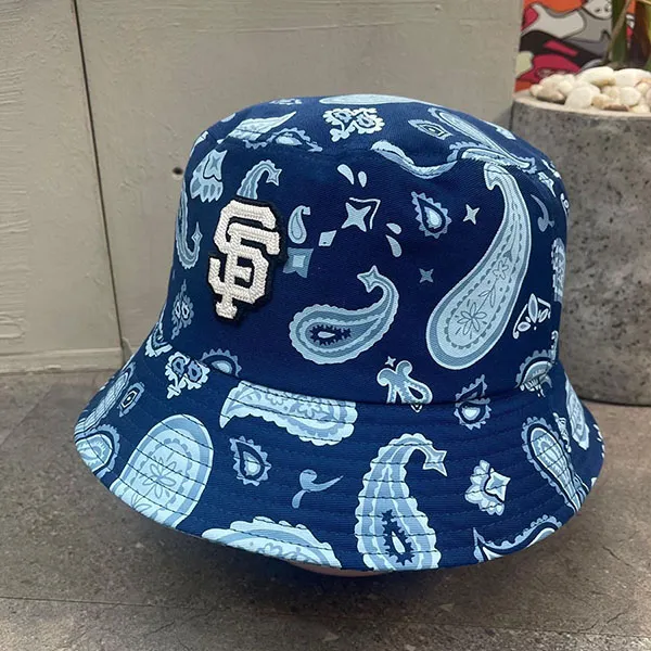Mũ Unisex MLB Paisley Bucket Hat A5 3AHT01633 14INS Màu Xanh Họa Tiết