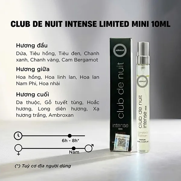 Nước Hoa Nam Armaf Club De Nuit Intense Limited Edition Parfum Mini 10ml
