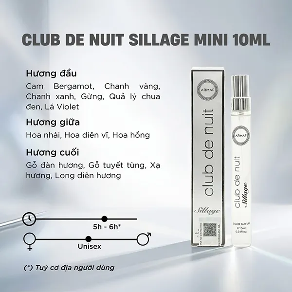 Nước Hoa Nam Armaf Club De Nuit Sillage Mini EDP 10ml