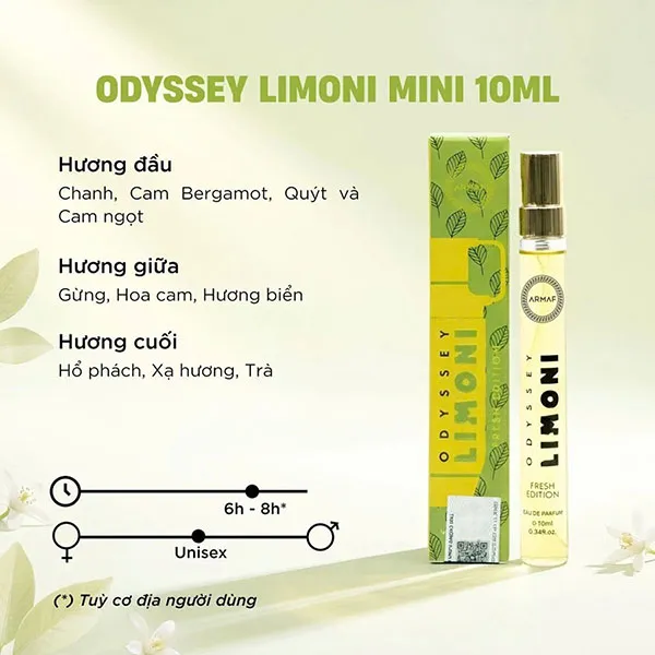 Nước Hoa Unisex Armaf Odyssey Limoni Fresh Edition EDP 10 ml