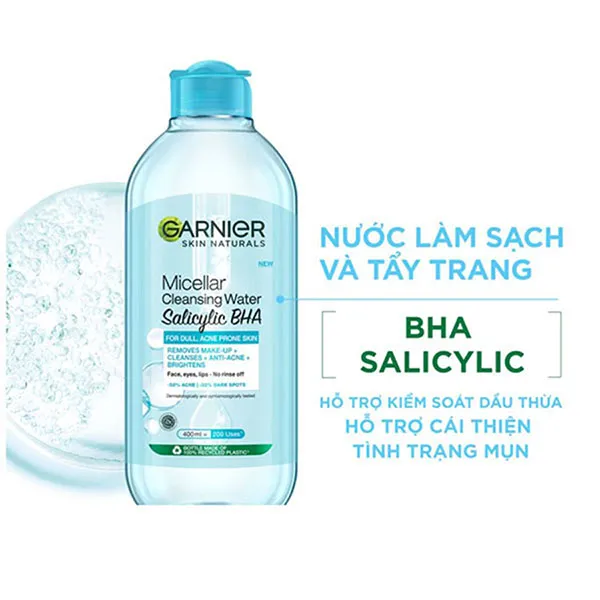 Nước Tẩy Trang Garnier Micellar Cleansing Water Salicylic BHA 400ml