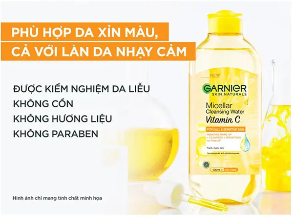 Nước Tẩy Trang Sáng Da Garnier Skin Naturals Micellar Cleansing Water Vitamin C 400ml