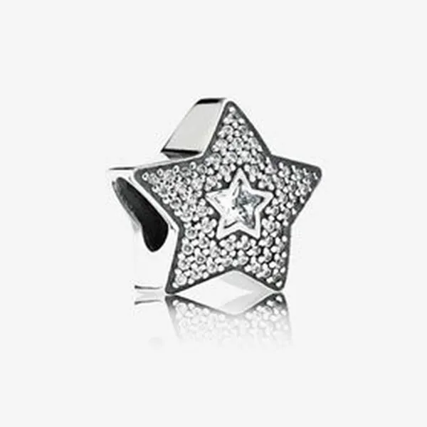 Hạt Vòng Charm Nữ Pandora Pave Wishing Star 791384CZ Màu Bạc