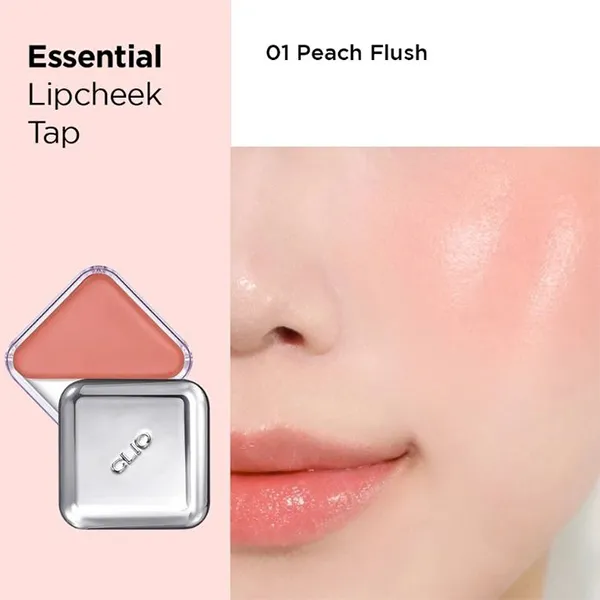 Phấn Má Hồng Kiêm Son Môi Clio Essential Lip Cheek Tap Tone 01 Peach Flush Màu Hồng Đào