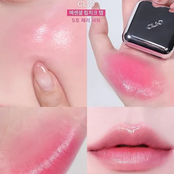 Phấn Má Hồng Kiêm Son Môi Clio Essential LipCheek Tap 05 Cherry Shower Màu Đỏ Anh Đào