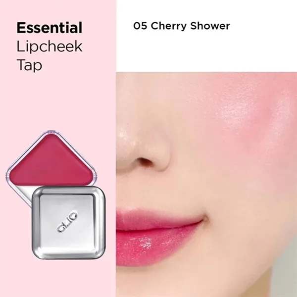 Phấn Má Hồng Kiêm Son Môi Clio Essential LipCheek Tap 05 Cherry Shower Màu Đỏ Anh Đào