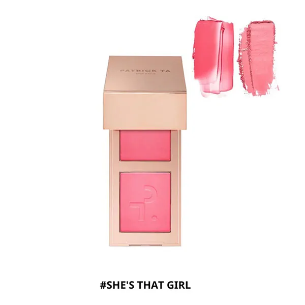 Phấn Má Hồng Patrick Ta Major Headlines Double-Take Crème & Powder Blush Duo Mini She's That Girl Màu Hồng Baby