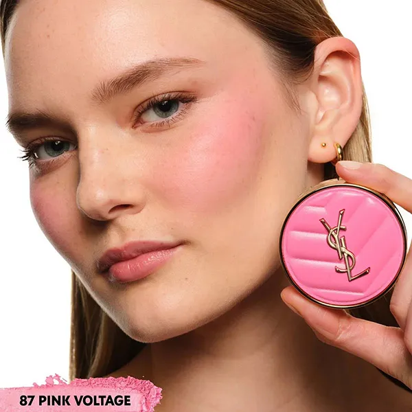 Phấn Má Hồng YSL Yves Saint Laurent Make Me Blush Bold Blurring Blush 87 Pink Voltage Màu Hồng Lạnh