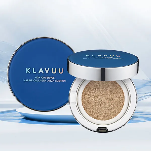 Phấn Nước Cushion Klavuu Blue Pearlsation High Coverage Marine Collagen Aqua Cushion
