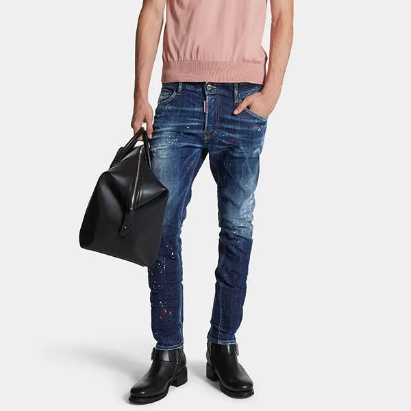 Quần Jean Nam Dsquared2 Medium Easy Wash Skater Jeans Màu Xanh Đậm Size 44