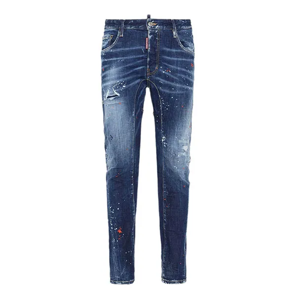 Quần Jean Nam Dsquared2 Medium Red Spots Wash Tidy Biker Jeans Màu Xanh Size 48