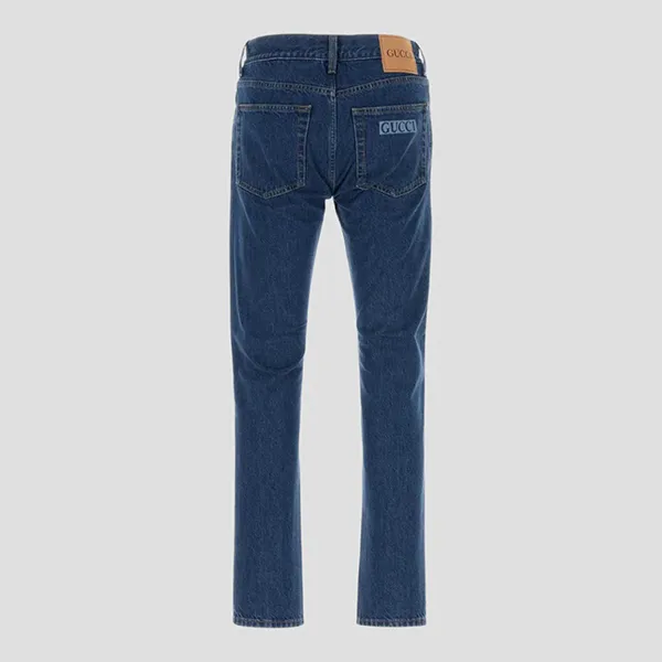 Quần Jean Nam Gucci Slim With Logo Patch In Blue 789232 XDC24 4447 Màu Xanh Blue Size 29