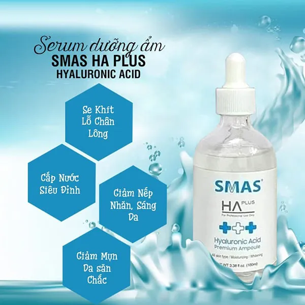 Serum Cấp Nước Sáng Da SMAS HA Plus Hyaluronic Acid Premium Ampoule 100ml