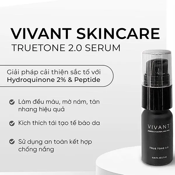 Serum Hỗ Trợ Giảm Nám, Tàn nhang Và Cải Thiện Da Sáng Mịn Vivant True Tone 2.0 Mini 7ml