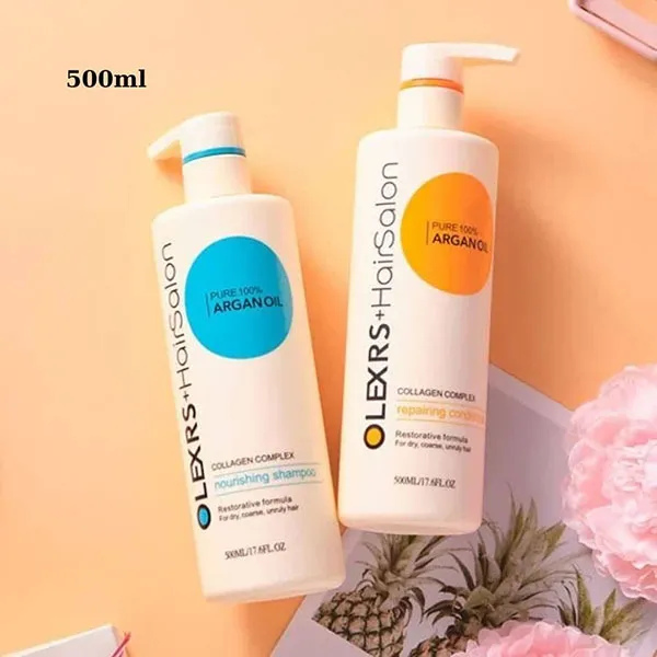 Set Dầu Gội Và Dầu Xả Olexrs Hairsalon Argan Oil Collagen Complex 500ml x 2
