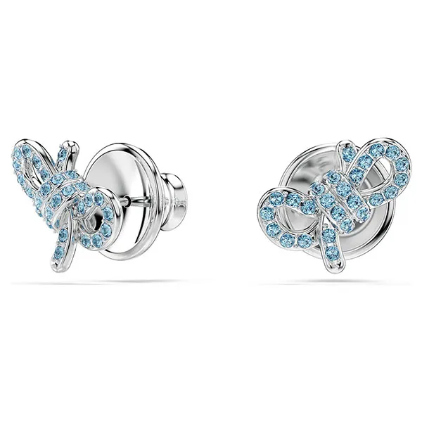 Set Dây Chuyền + Khuyên Tai Nữ Swarovski Lifelong Bow Set Bow, Blue, Rhodium Plated 5723554 Màu Xanh