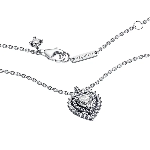 Set Dây Chuyền Và Khuyên Tai Pandora Love Station Necklace and Earrings Set Màu Bạc
