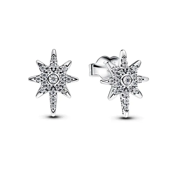 Set Dây Chuyền Và Khuyên Tai Pandora North Star Stud Necklace And Earrings Set Màu Bạc
