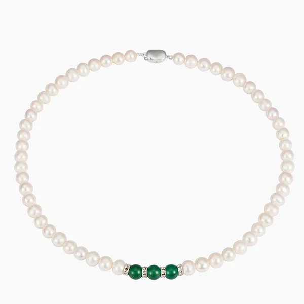 Set Dây Chuyền, Vòng Tay, Khuyên Tai Nữ Kya Jewel Sweet Agate JS20-X Màu Trắng Xanh