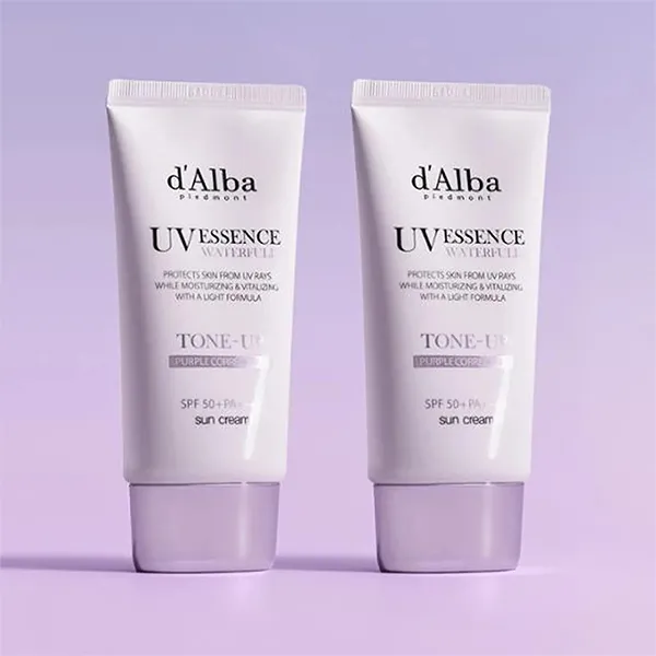 Set Kem Chống Nắng Nâng Tone D'Alba Waterful Tone Up Sun Cream Purple SPF50+ PA++++ (2 x 50ml)
