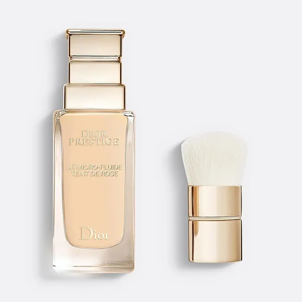 Set Kem Nền + Cọ Trang Điểm Dior Prestige Le Micro-Fluide Teint De Rose Tone 0N