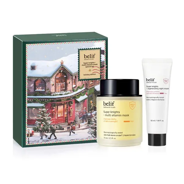 Set Mặt Nạ Ngủ Belif Super Knight Multi Special Set (Mask Ngủ Phục Hồi 75ml + Mask Tái Sinh 50ml)