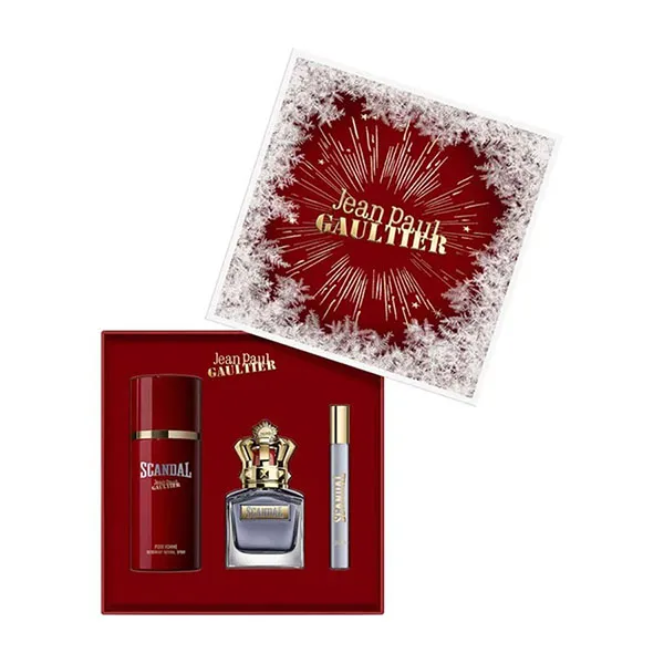 Set Nước Hoa Nam Jean Paul Pour Homme Scandal Pour Homme Xmas EDT 100ml + 10ml Và Lăn Khử Mùi Deodorant Spary 150ml