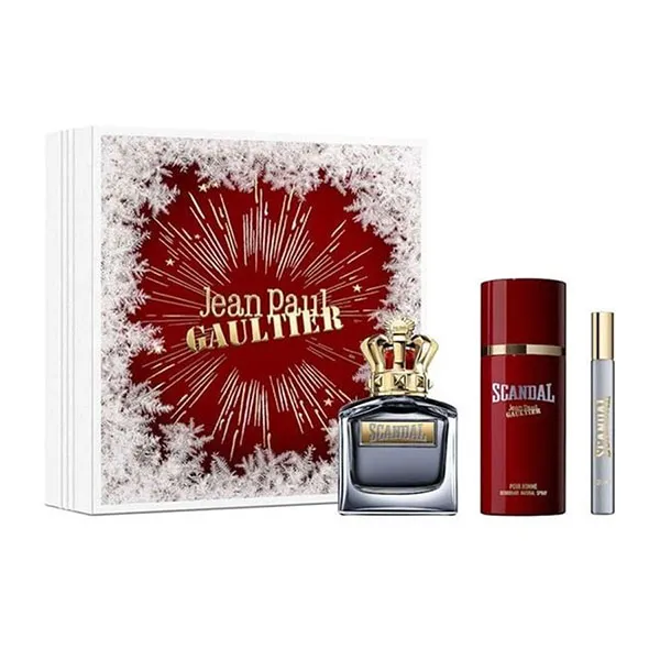 Set Nước Hoa Nam Jean Paul Pour Homme Scandal Pour Homme Xmas EDT 100ml + 10ml Và Lăn Khử Mùi Deodorant Spary 150ml