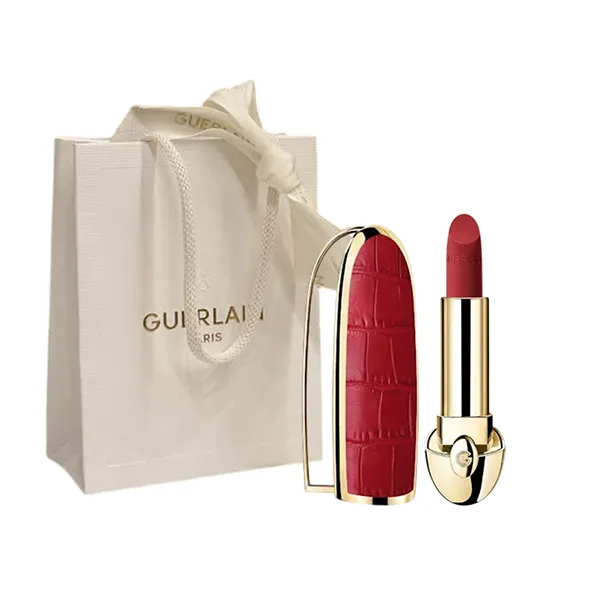 Set Son Guerlain Velvet 258 Le Bois De Rose Màu Đỏ Hồng Đất (1 lõi son + 1 case + 1 túi giấy hãng)