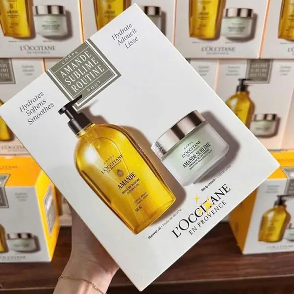 Set Sữa Tắm Và Dưỡng Da L'Occitane Almond Softening Shower Oil & Soothing Milk Concentrate 2 Món