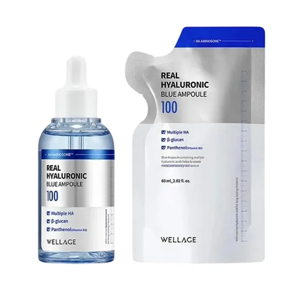 Set Tinh Chất Cấp Ẩm Wellage Real Hyaluronic Blue 100 Ampoule 60ml