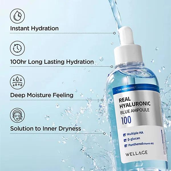 Set Tinh Chất Cấp Ẩm Wellage Real Hyaluronic Blue 100 Ampoule 60ml