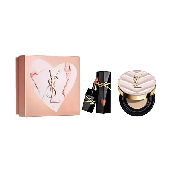 Set Trang Điểm Yves Saint Laurent YSL Limited Vân Đá (Phấn Nước Glow Pact Mini Tone B10 + Son Vinyl Cream 416)