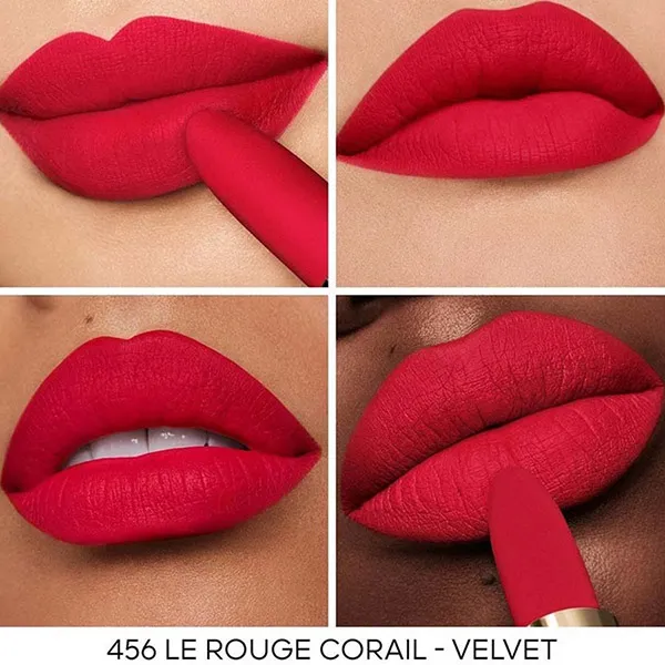 Combo Vỏ Son Le Croco + Son Guerlain Rouge G Velvet 456 Le Rouge Corail Đỏ San Hô + Túi Giấy