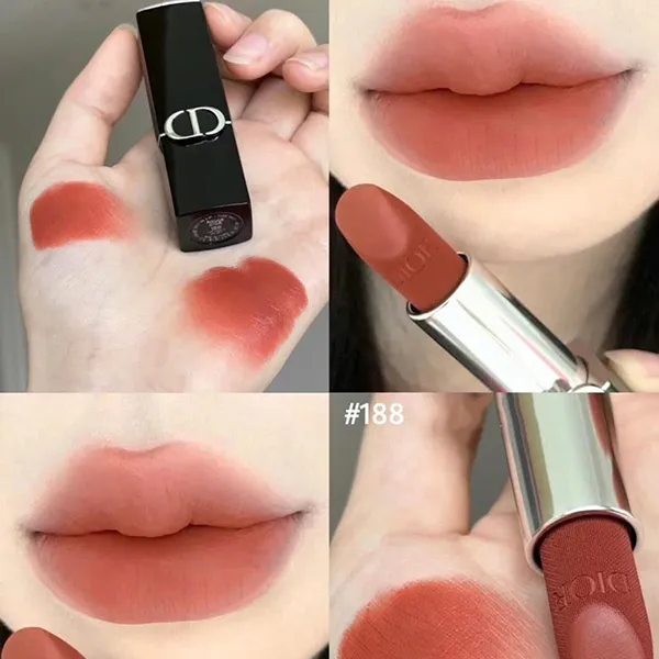 Son Lì Dior Rouge Couture Velvet 188 Fortunate Màu Cam Đất