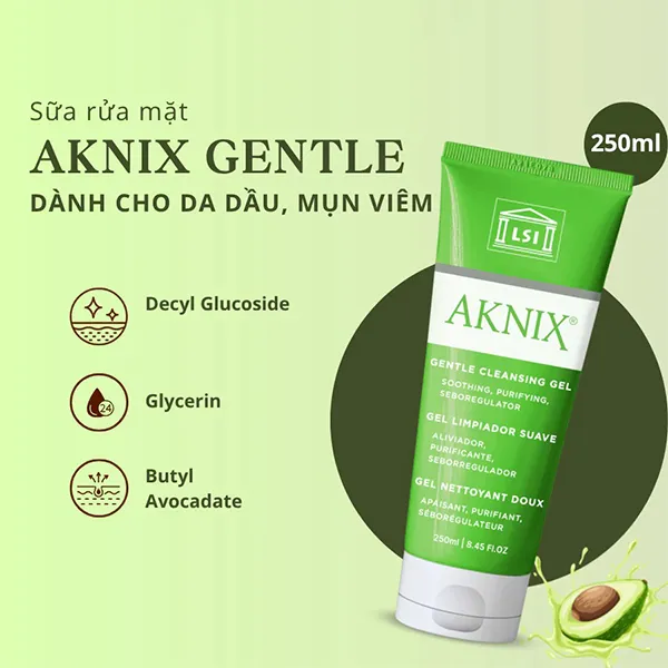 Sữa Rửa Mặt Aknix Gentle Cleansing Gel 250ml