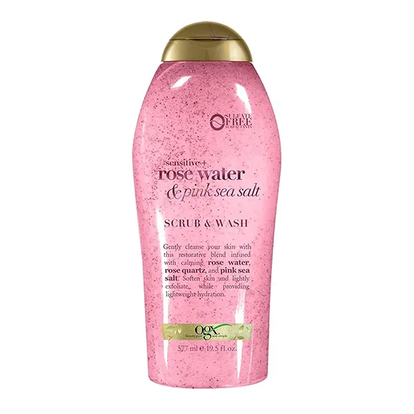 Sữa Tắm Muối Biển Hồng OGX Beauty Sensitive Rose Water & Pink Sea Salt Scrub & Wash 577ml