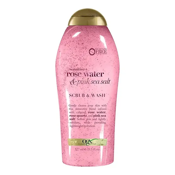 Sữa Tắm Tẩy Tế Bào Chết OGX Beauty Rose Water & Pink Sea Salt Scrub & Wash 577ml