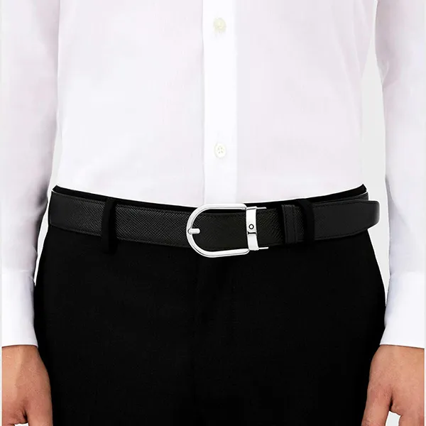 Thắt Lưng Hai Mặt Montblanc Reversible Leather Belt Độ Rộng Bản 3cm MB113834 Màu Đen