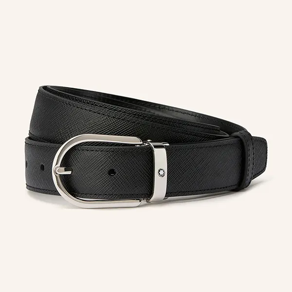 Thắt Lưng Hai Mặt Montblanc Reversible Leather Belt Độ Rộng Bản 3cm Màu Đen