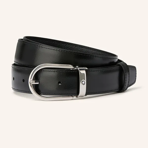 Thắt Lưng Hai Mặt Montblanc Reversible Leather Belt Độ Rộng Bản 3cm Màu Đen