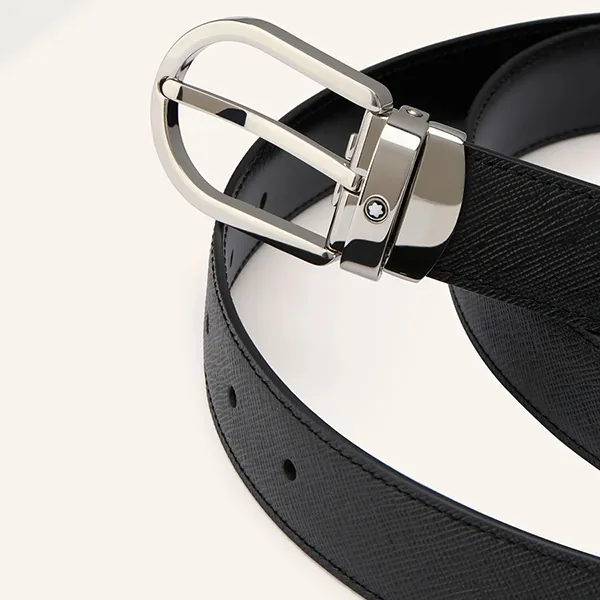 Thắt Lưng Hai Mặt Montblanc Reversible Leather Belt Độ Rộng Bản 3cm Màu Đen