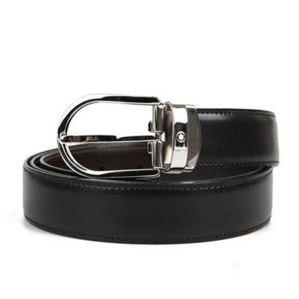 Thắt Lưng Nam Montblanc Horseshoe Shiny Palladium Coated Pin Black/Brown Màu Nâu Đen