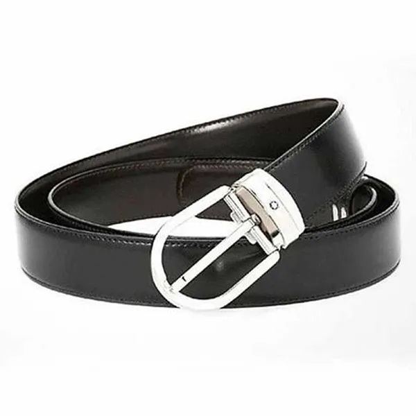 Thắt Lưng Nam Montblanc Horseshoe Shiny Palladium Coated Pin Black/Brown Màu Nâu Đen