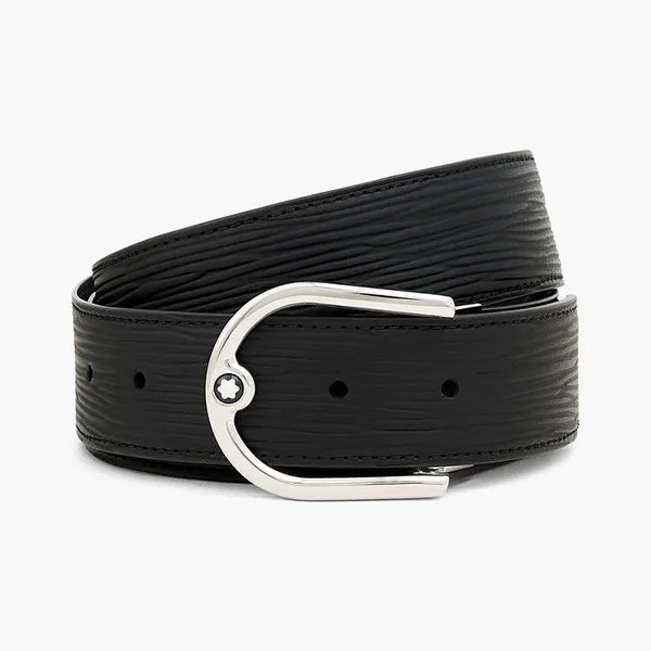 Thắt Lưng Nam Montblanc Textured-Leather Belt Độ Rộng Bản 3.5cm Màu Đen