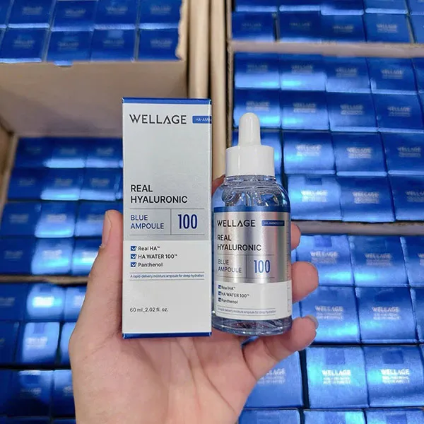 Tinh Chất Cấp Nước, Phục Hồi Da Căng Bóng Wellage Real Hyaluronic Blue Ampoule 60ml